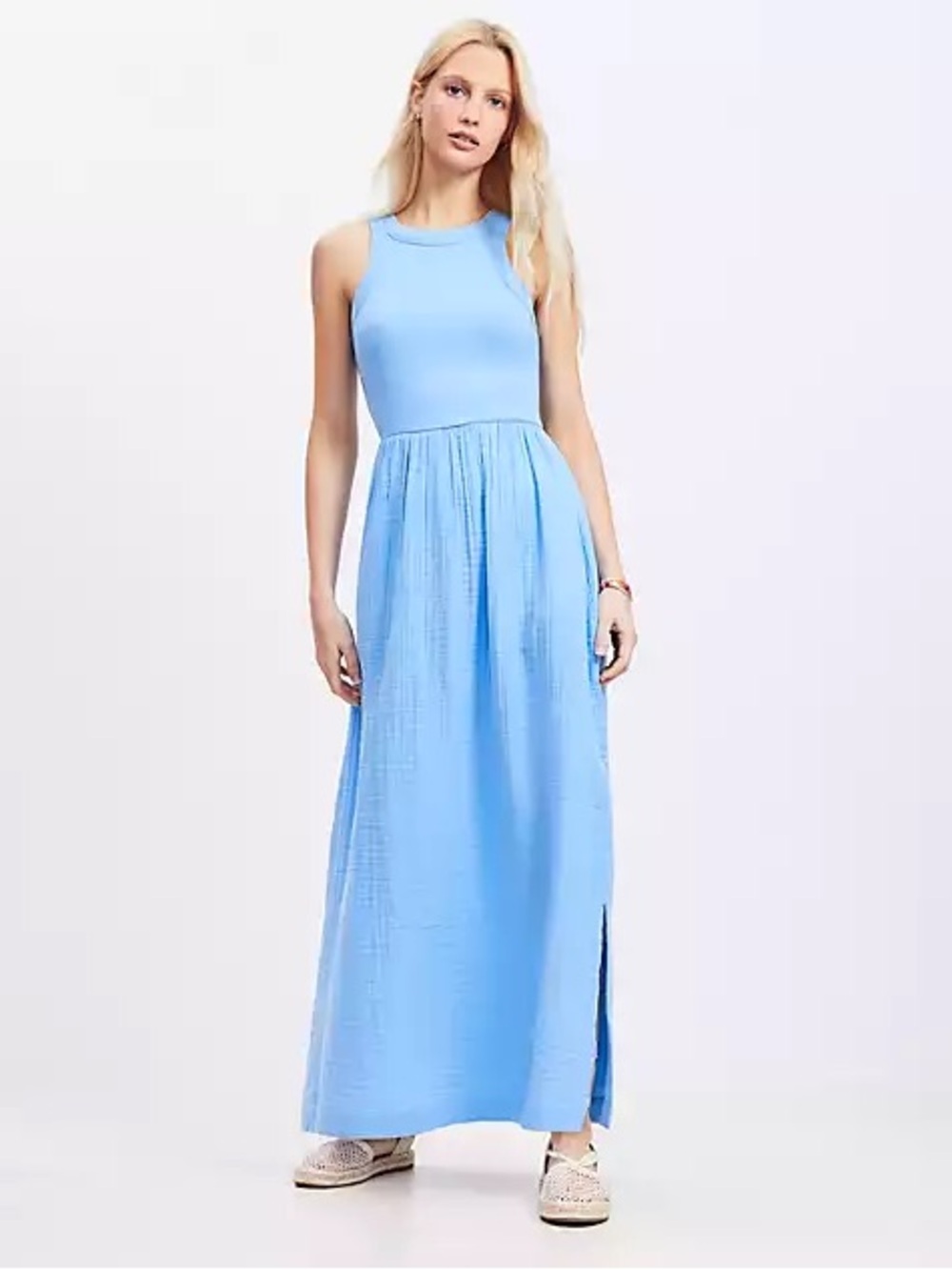 LOFT Beach Triple Cloth Mixed Media Maxi Pocket Dress